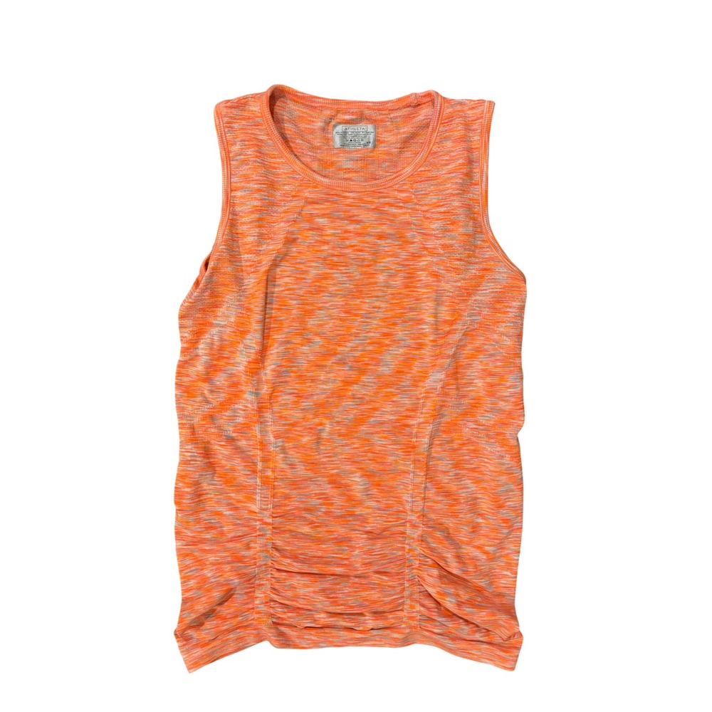 Athleta Momentum Ruched Tank Top Orange Space Dye Seamless XS 492073‎